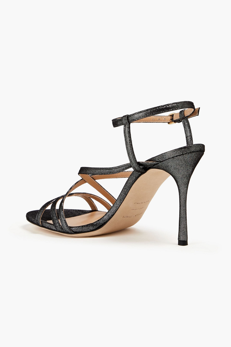 Shop Sergio Rossi Bon Ton Metallic Suede Sandals In Gunmetal