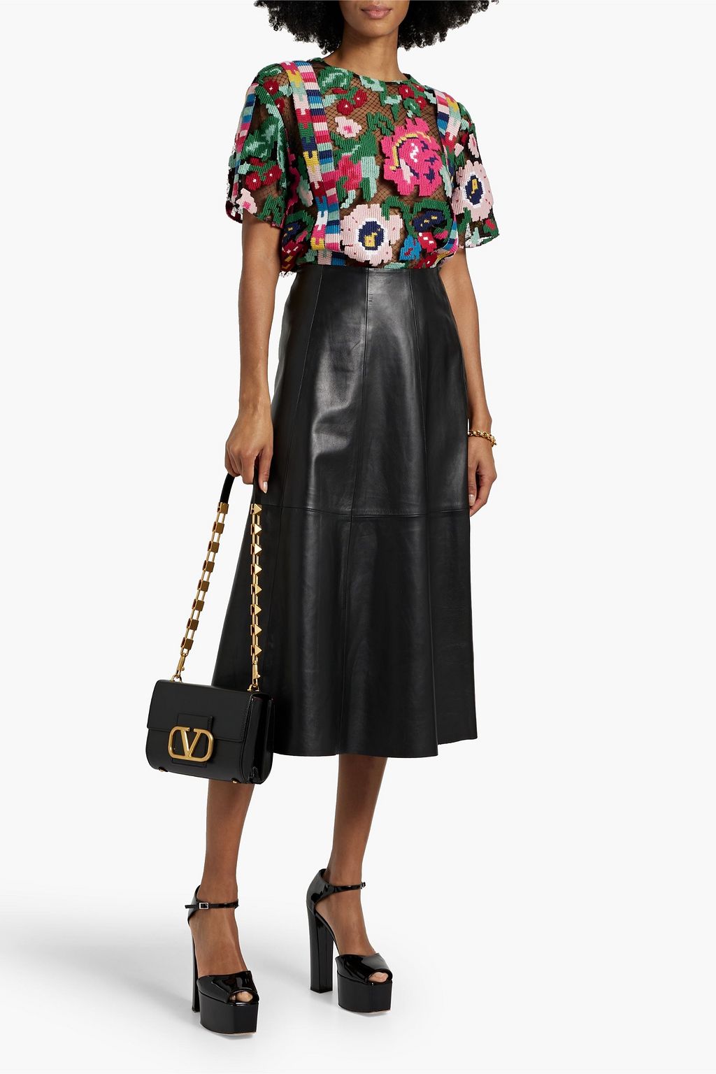 VALENTINO GARAVANI Embroidered tulle top