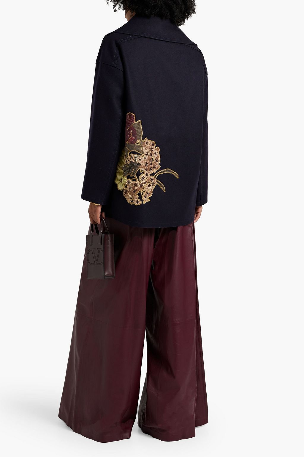 VALENTINO GARAVANI Double-breasted embellished wool-felt coat