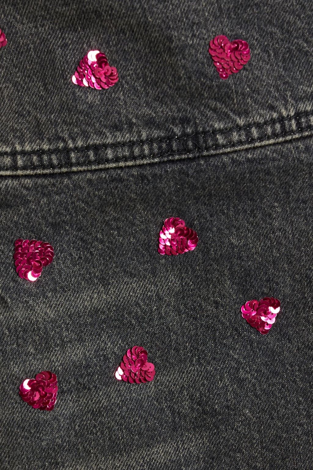 VALENTINO GARAVANI Sequin-embellished denim mini skirt