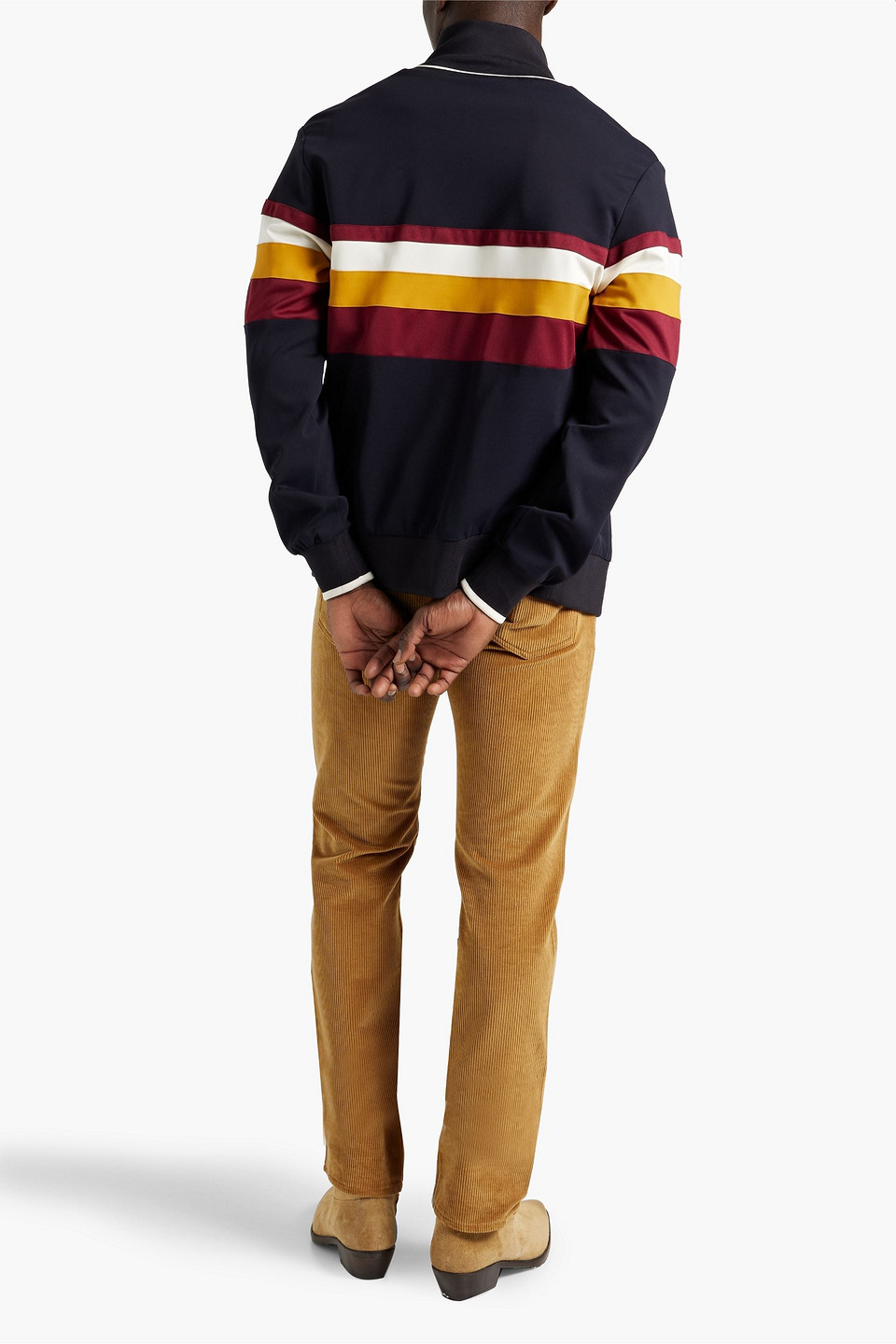 Dolce & Gabbana Appliquéd Striped Tech-jersey Jacket In Black