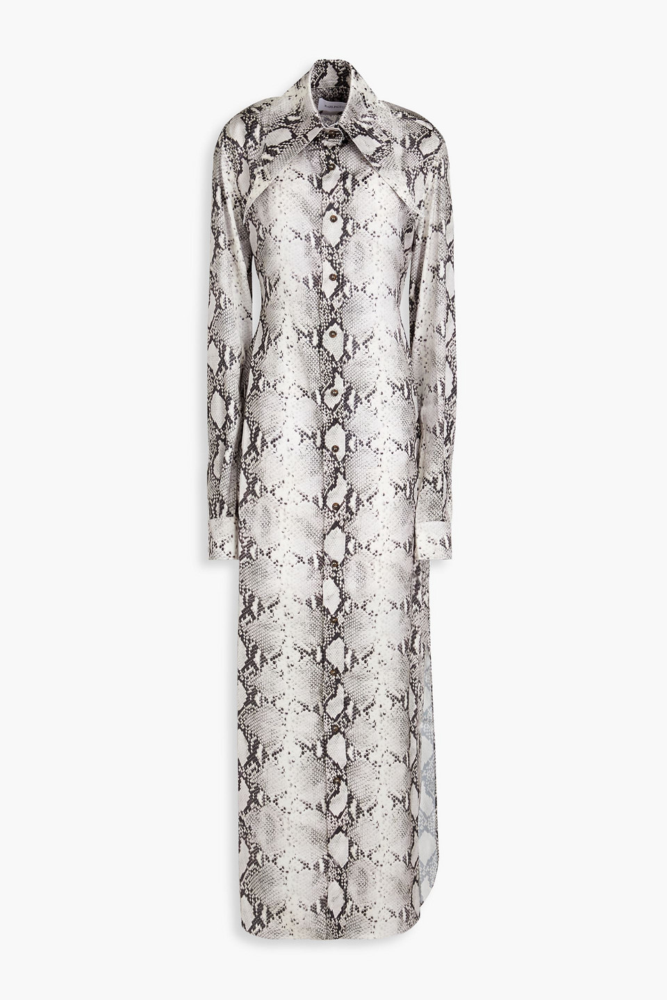 16arlington Ione Python-print Satin Shirt Dress In Light Grey