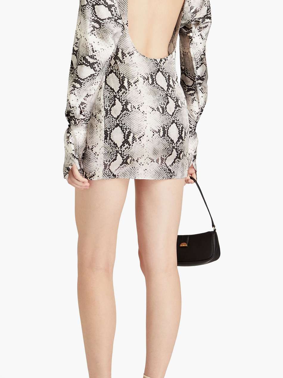 flora open-back snake-print satin mini dress