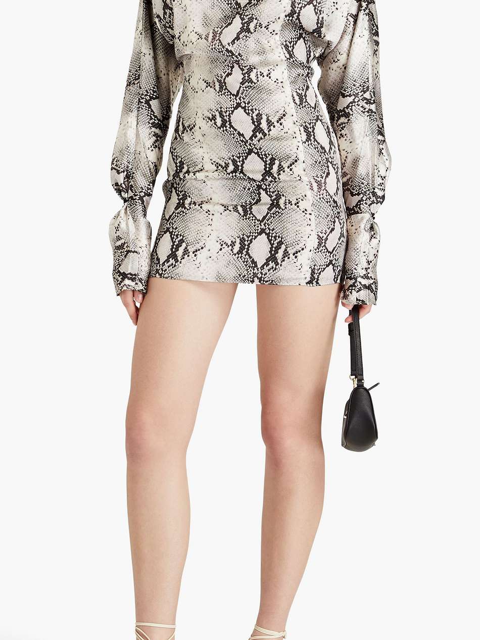 flora open-back snake-print satin mini dress