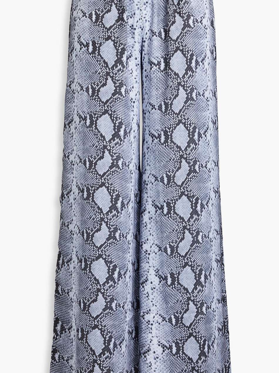 snake-print satin wide-leg pants