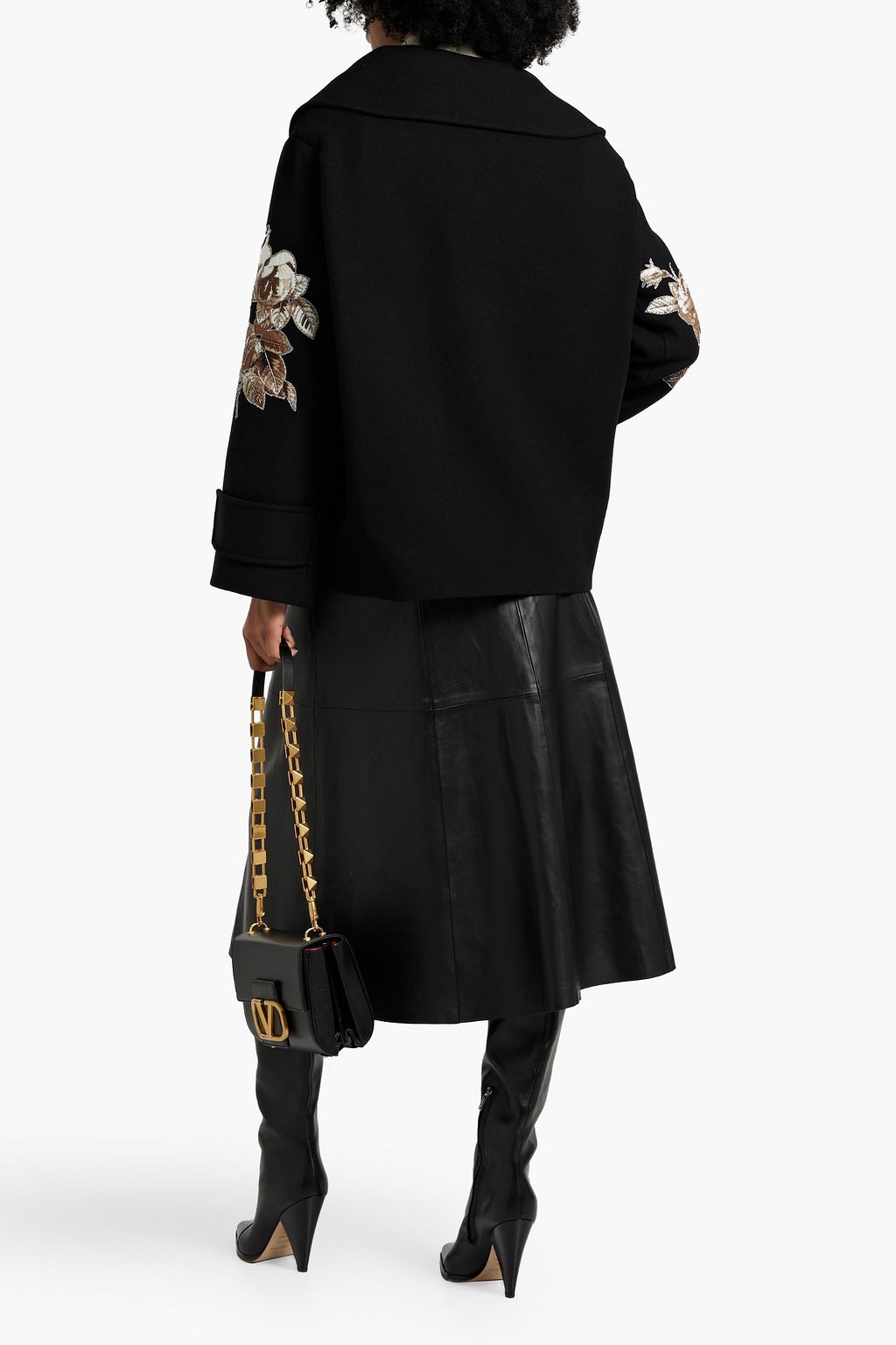 VALENTINO GARAVANI Double-breasted embellished wool-felt coat