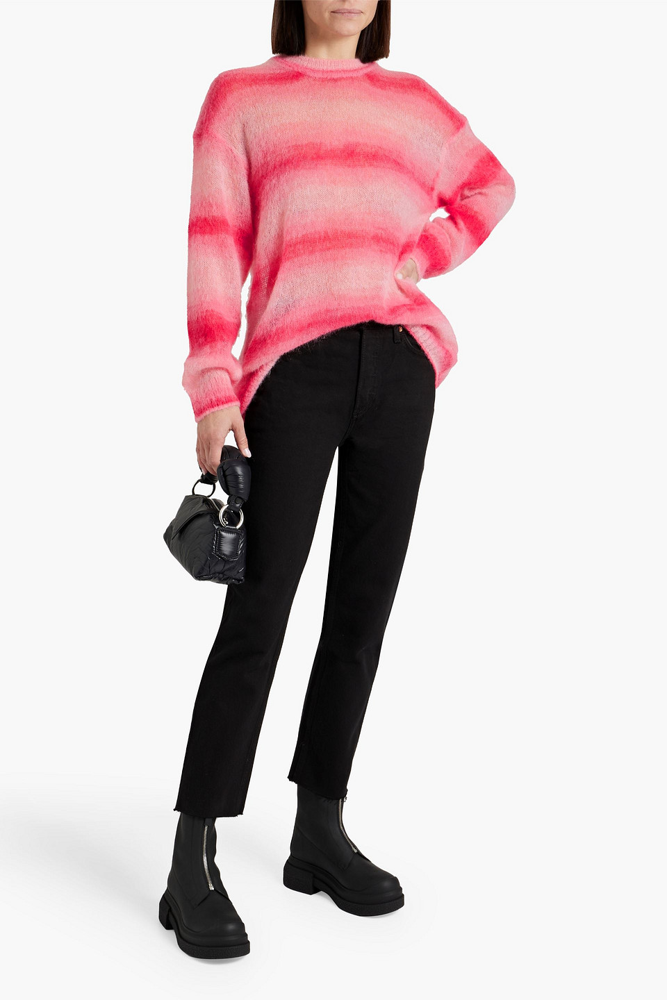 Shop Re/done Striped Knitted Sweater In Pink