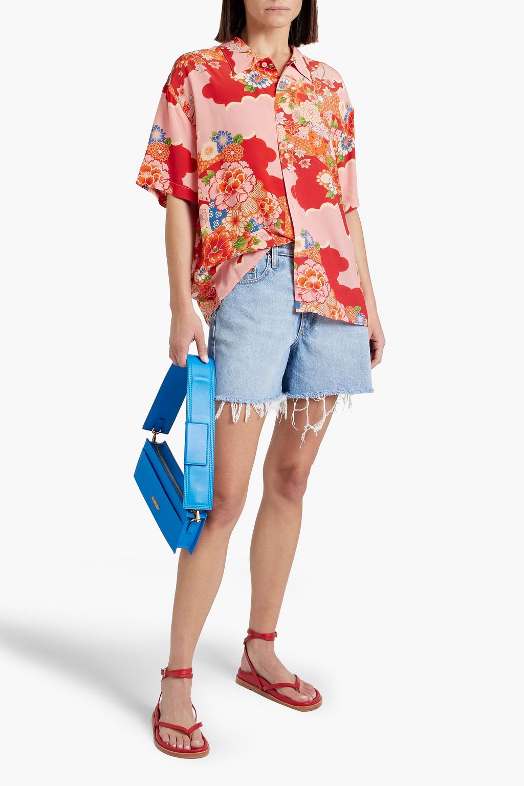 RE/DONE Aloha floral-print satin-crepe shirt