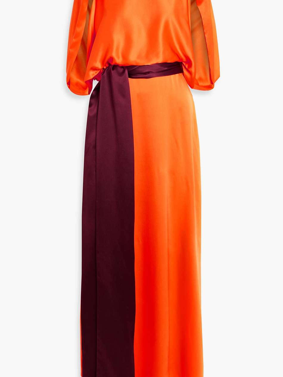 milena cape-effect silk-satin gown