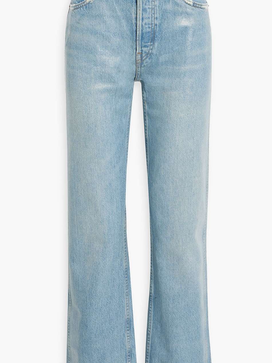 90s distressed high-rise straight-leg jeans