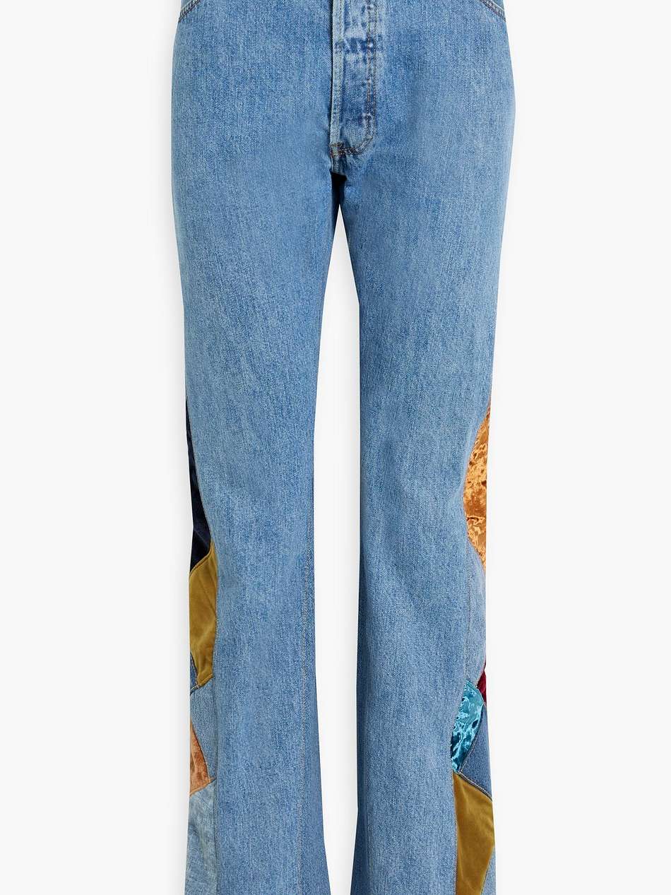 70s patchwork high-rise bootcut jeans