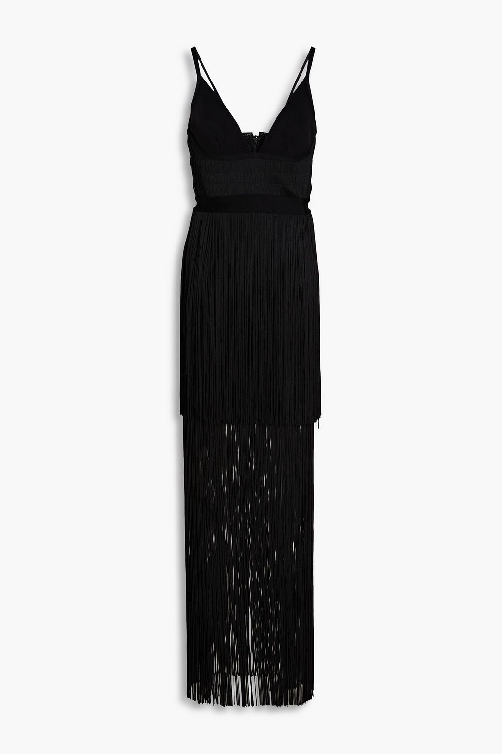 HERVÉ LÉGER Fringed stretch-knit gown | THE OUTNET