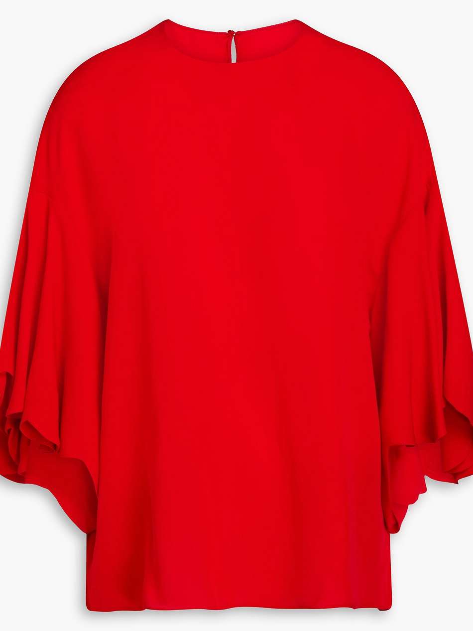 ruffled silk-crepe blouse
