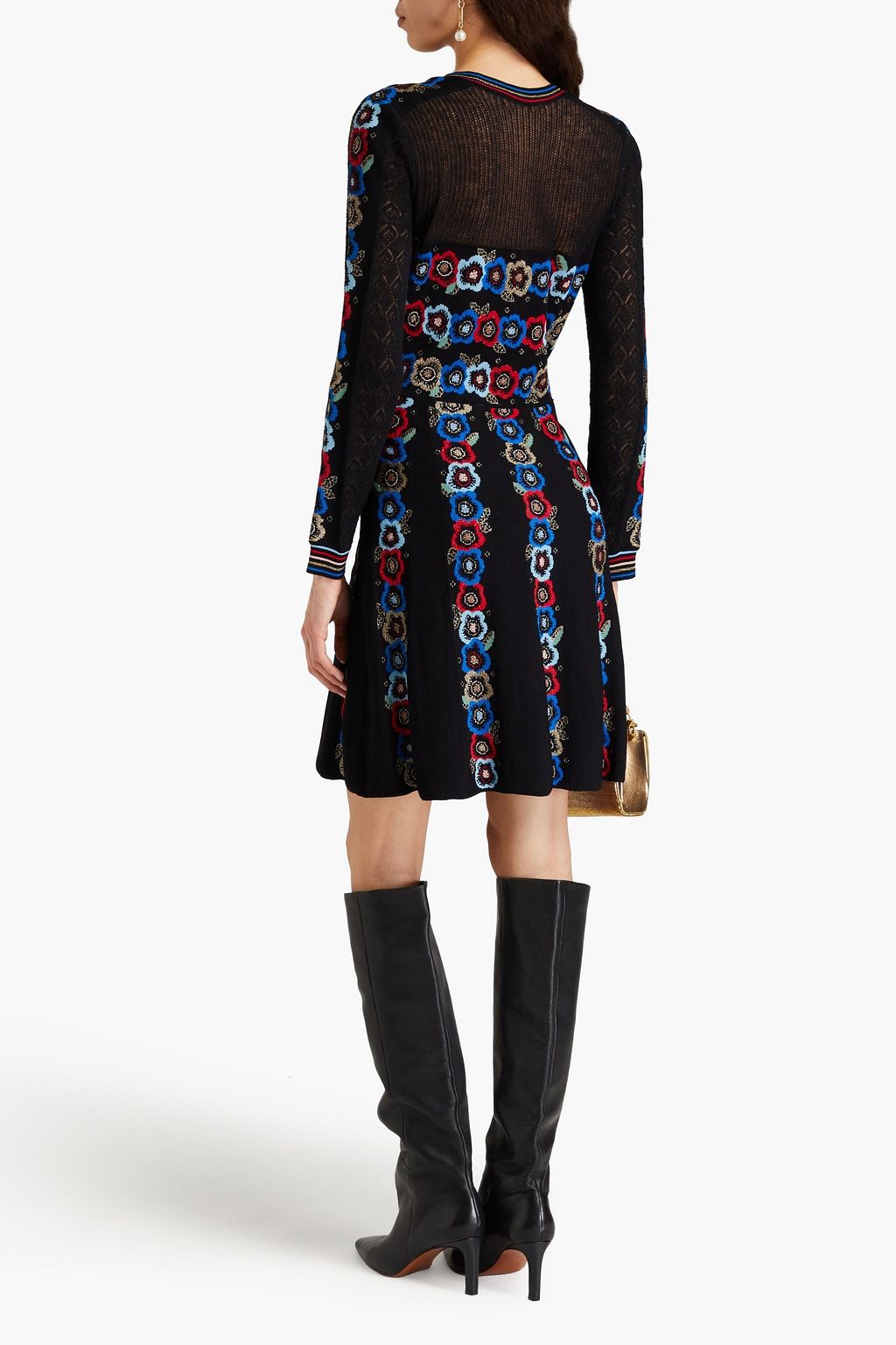 VALENTINO GARAVANI Metallic jacquard-knit mini dress