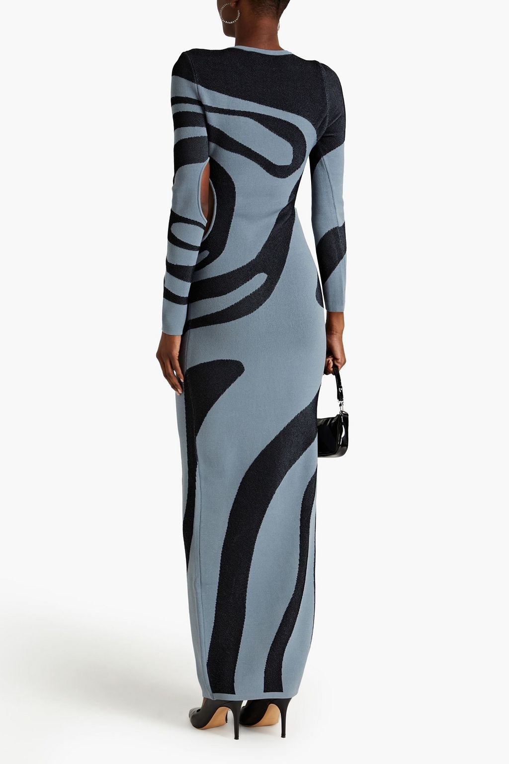 HERVÉ LÉGER Cutout jacquard-knit maxi dress
