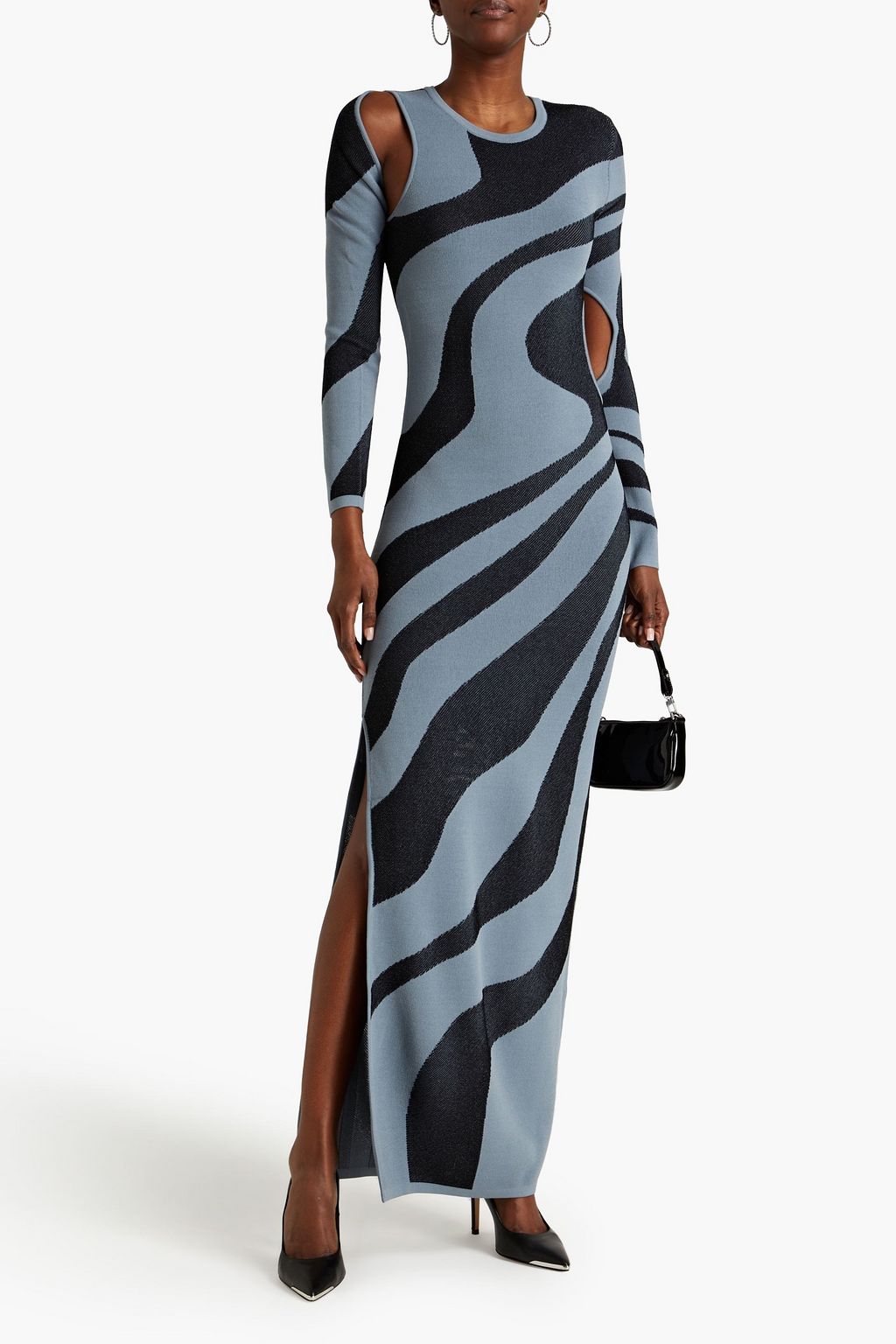 HERVÉ LÉGER Cutout jacquard-knit maxi dress