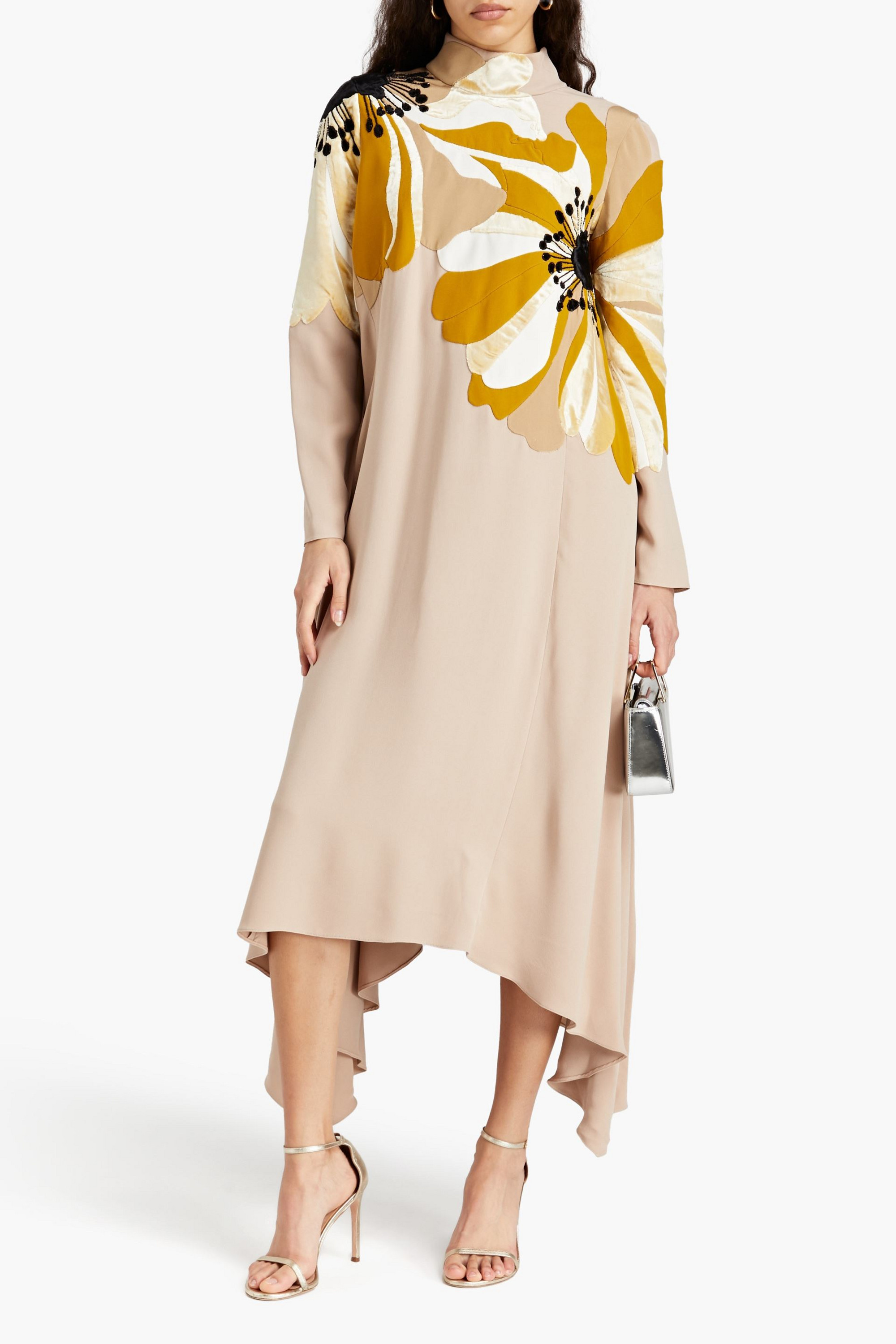Valentino Garavani Embellished silk-crepe and velvet maxi dress