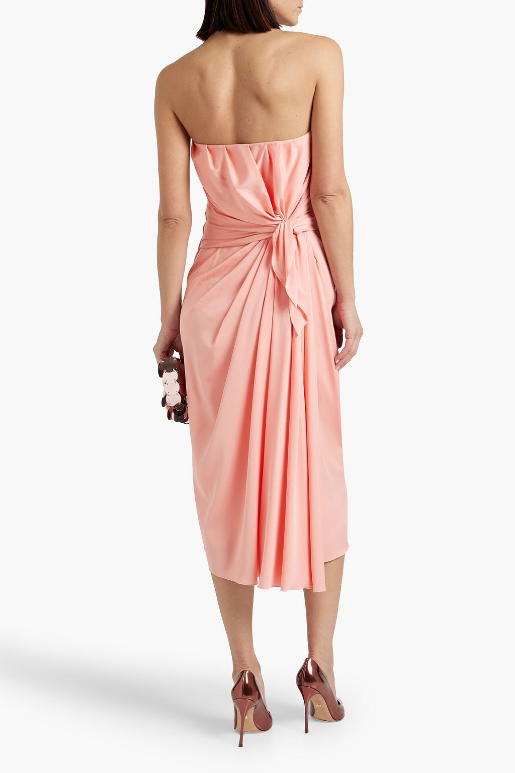 DOLCE&GABBANA Strapless draped stretch-silk midi dress
