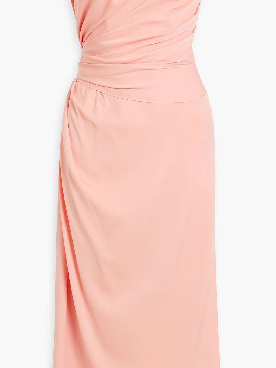 strapless draped stretch-silk midi dress