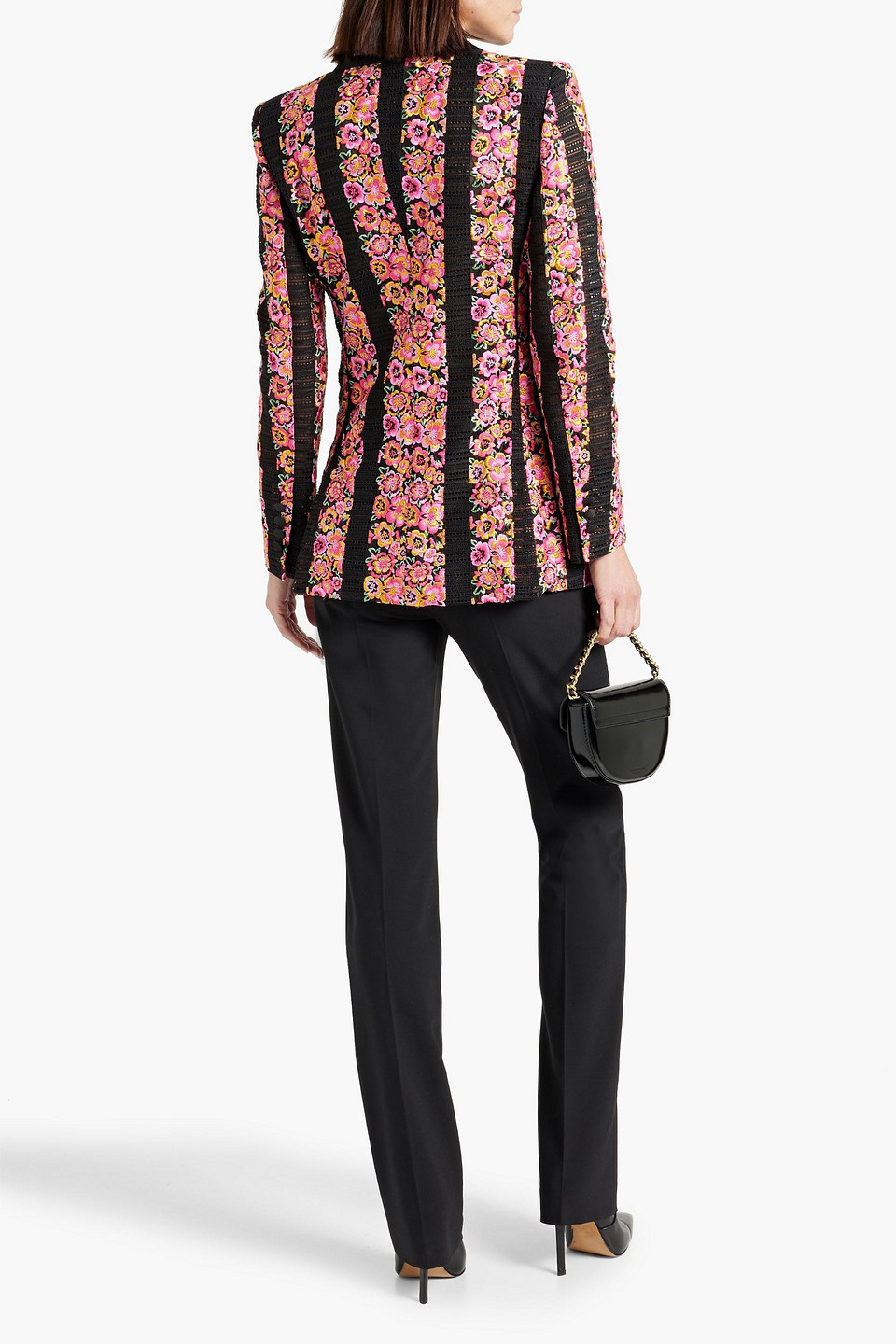 Shop Dolce & Gabbana Double-breasted Embroidered Tulle Blazer In Pink