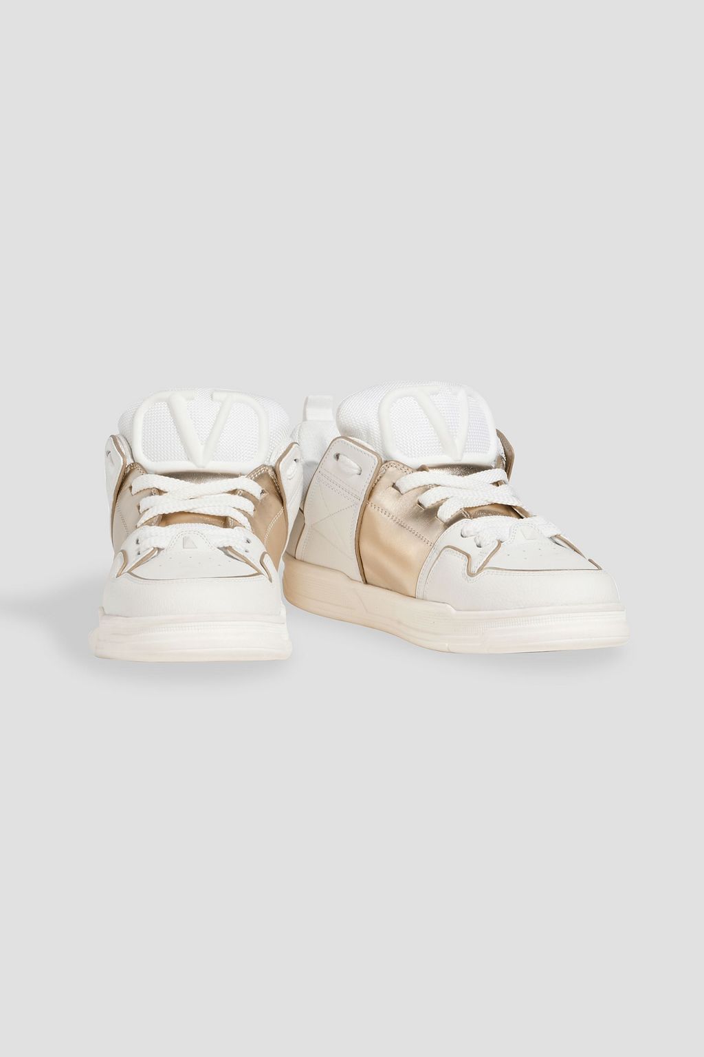 VALENTINO GARAVANI Open Skate Sneakers aus Metallic-Leder und Mesh
