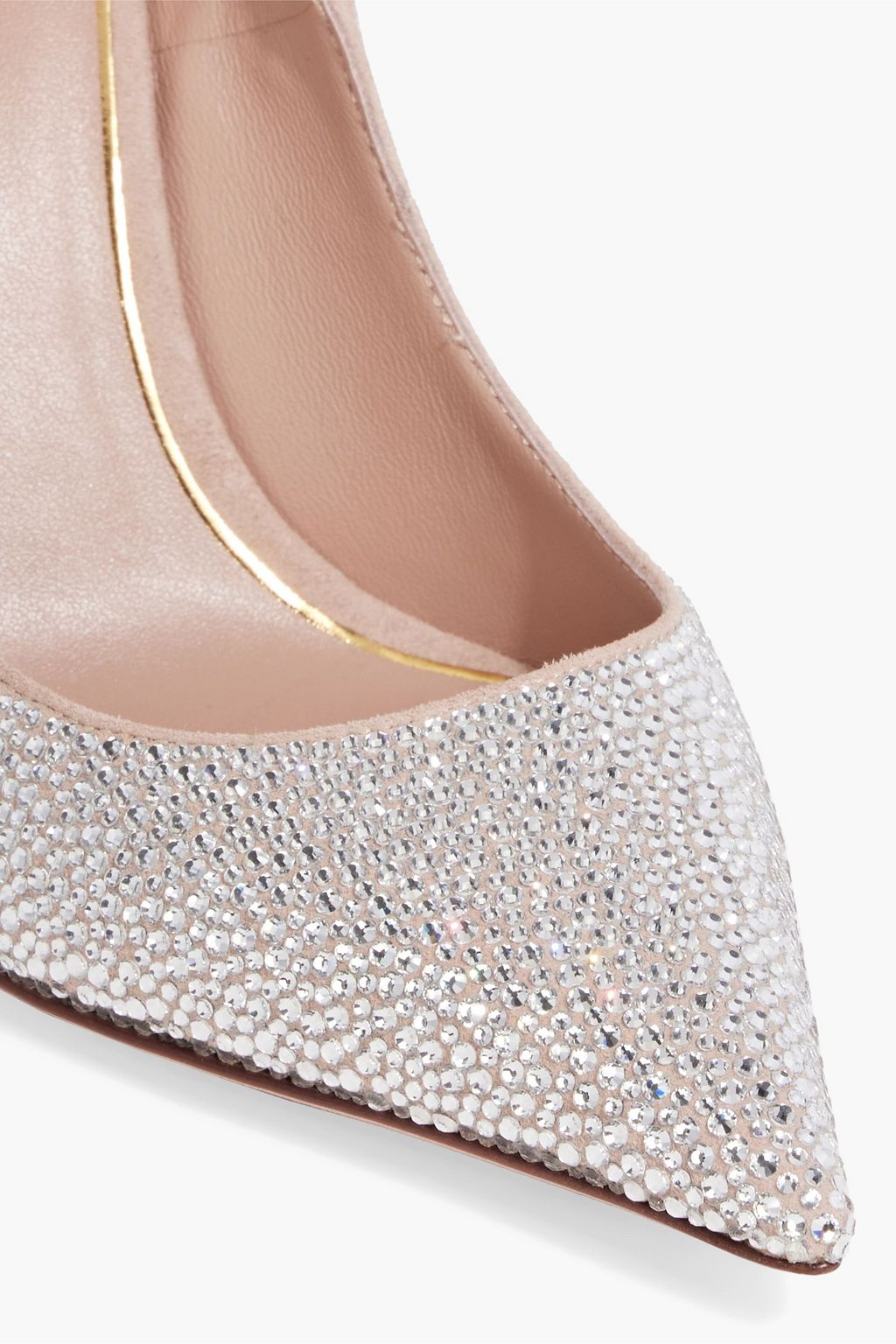 VALENTINO GARAVANI Tan-Go crystal-embellished leather pumps