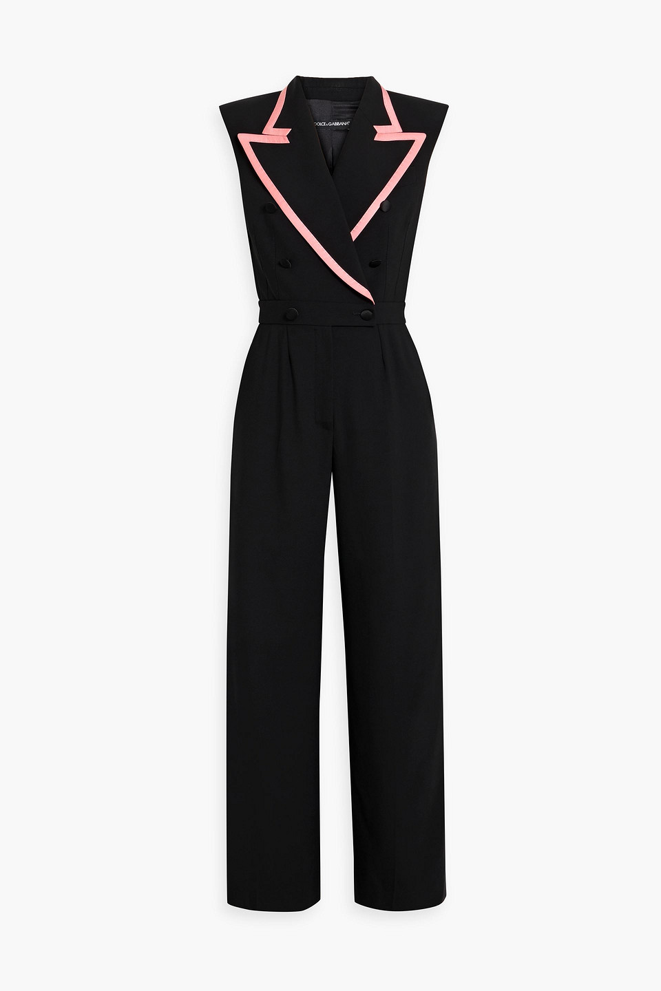 Shop Dolce & Gabbana Double-breasted Grain De Poudre Wool-blend Jumpsuit In Black