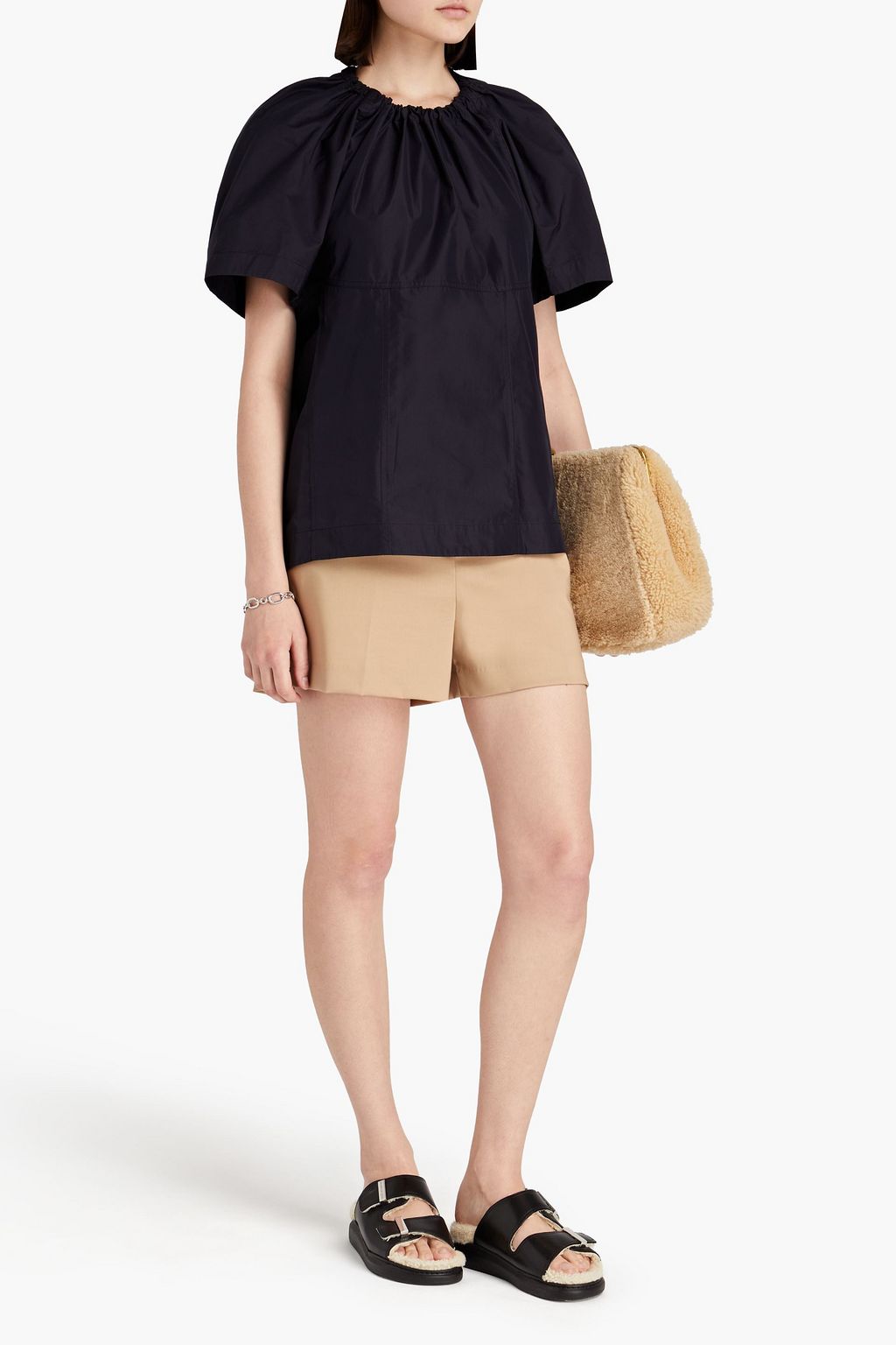 3.1 PHILLIP LIM Gathered cotton-blend poplin top