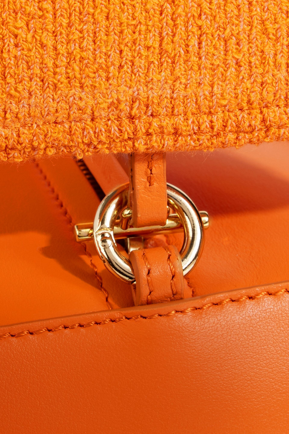 Shop Jacquemus Le Rectangle Terry And Leather Shoulder Bag In Orange