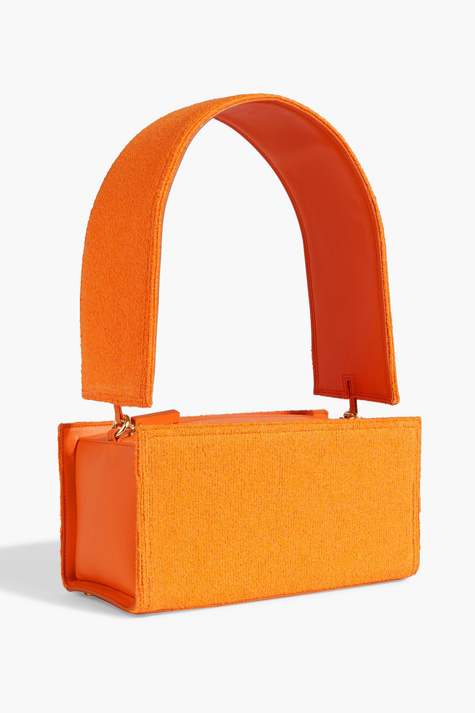 Shop Jacquemus Le Rectangle Terry And Leather Shoulder Bag In Orange