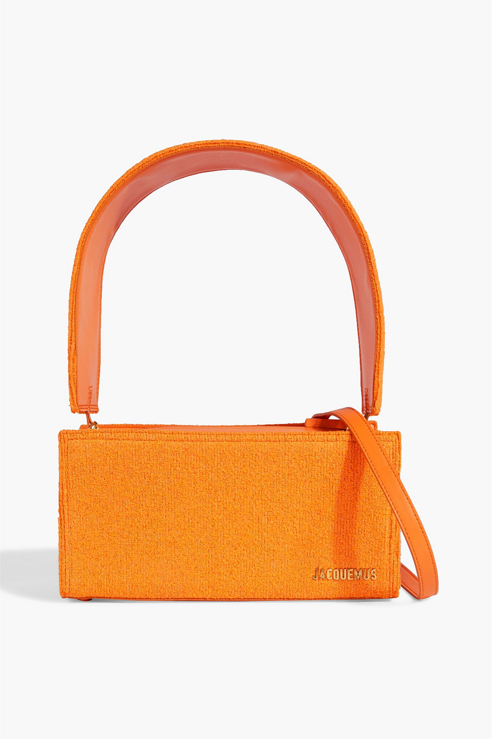 Shop Jacquemus Le Rectangle Terry And Leather Shoulder Bag In Orange