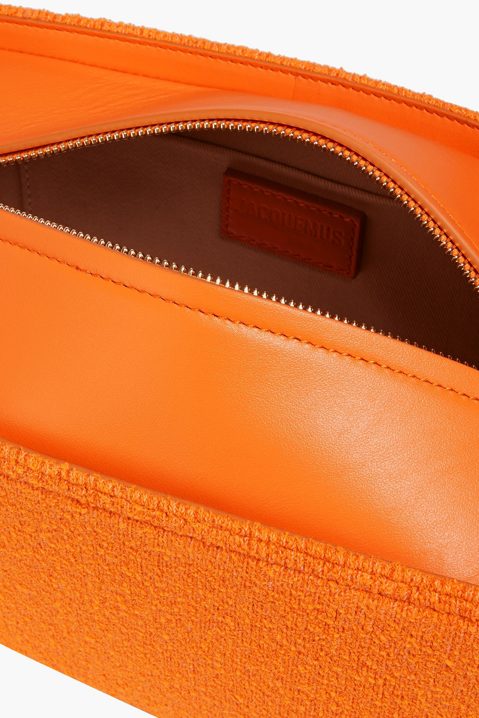 Shop Jacquemus Le Rectangle Terry And Leather Shoulder Bag In Orange