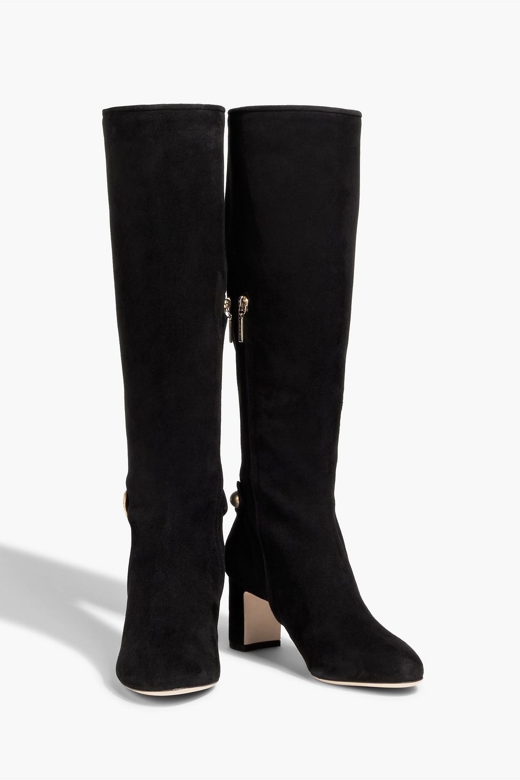 DOLCE&GABBANA Button-detailed suede knee boots