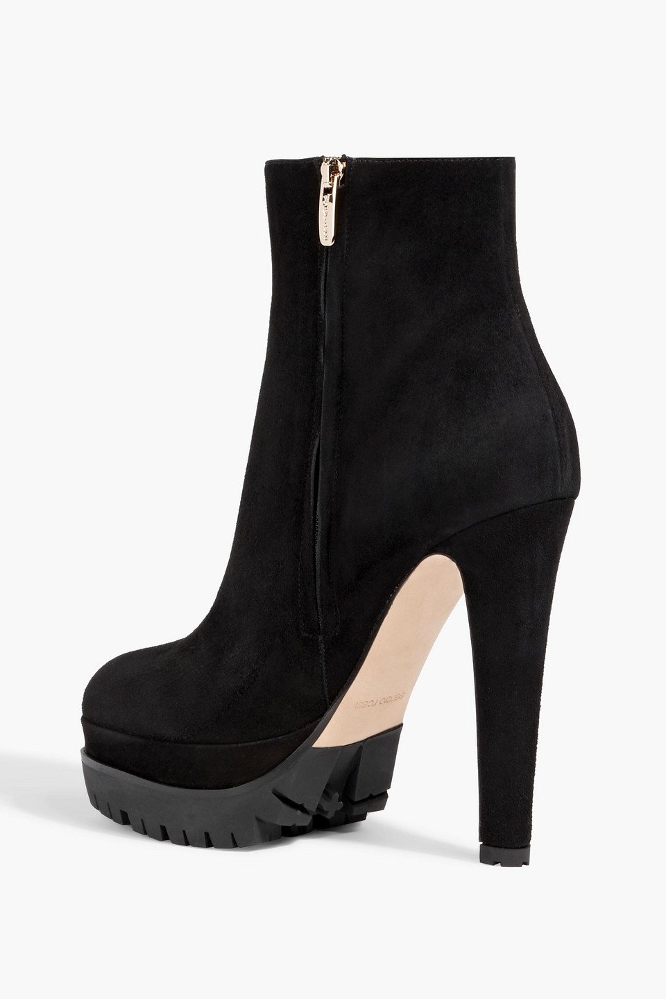 Shop Sergio Rossi Shana 90 Suede Platform Ankle Boots In Black