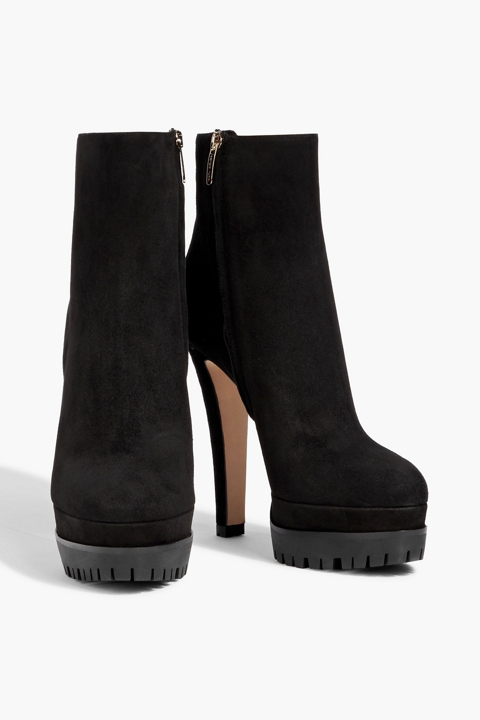 Shop Sergio Rossi Shana 90 Suede Platform Ankle Boots In Black