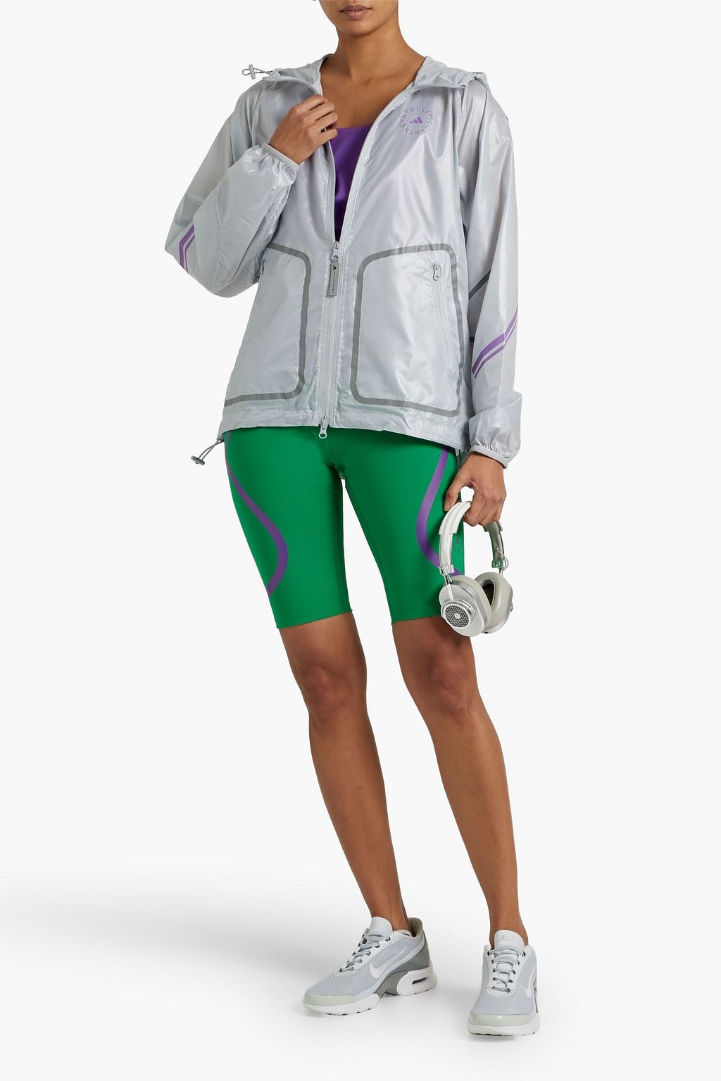 ADIDAS BY STELLA MCCARTNEY Logo-print coated shell hooded