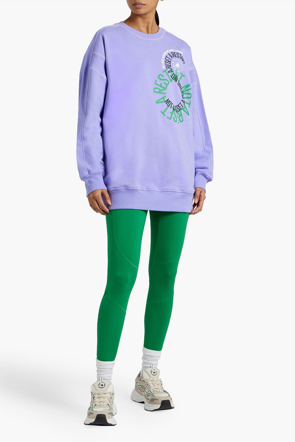 ADIDAS BY STELLA MCCARTNEY Oversized printed French cotton-terry sweatshirt