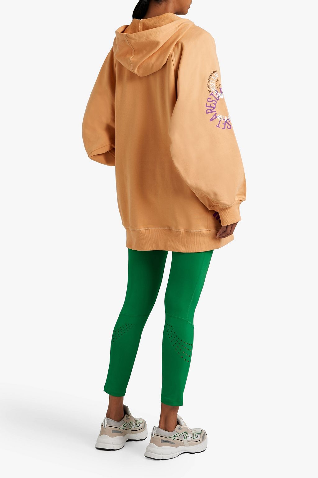 ADIDAS BY STELLA MCCARTNEY Printed French cotton-terry half-zip hoodie