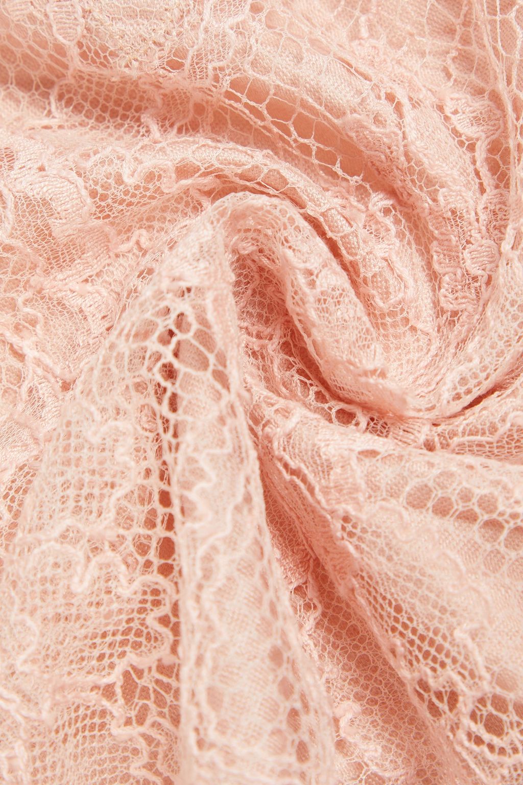 VALENTINO GARAVANI Lace-trimmed plissé wool and silk-blend scarf