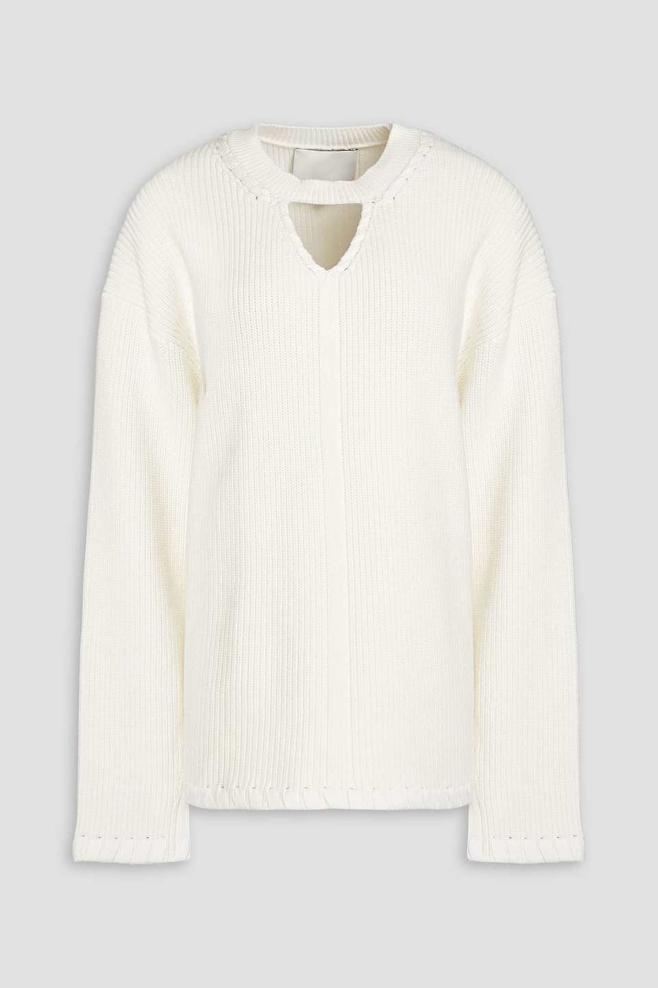 3.1 Phillip Lim Cutout Ribbed Cotton Sweater In Off-white