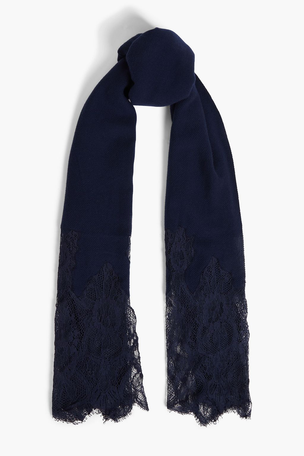 Lace paneled cashmere scarf