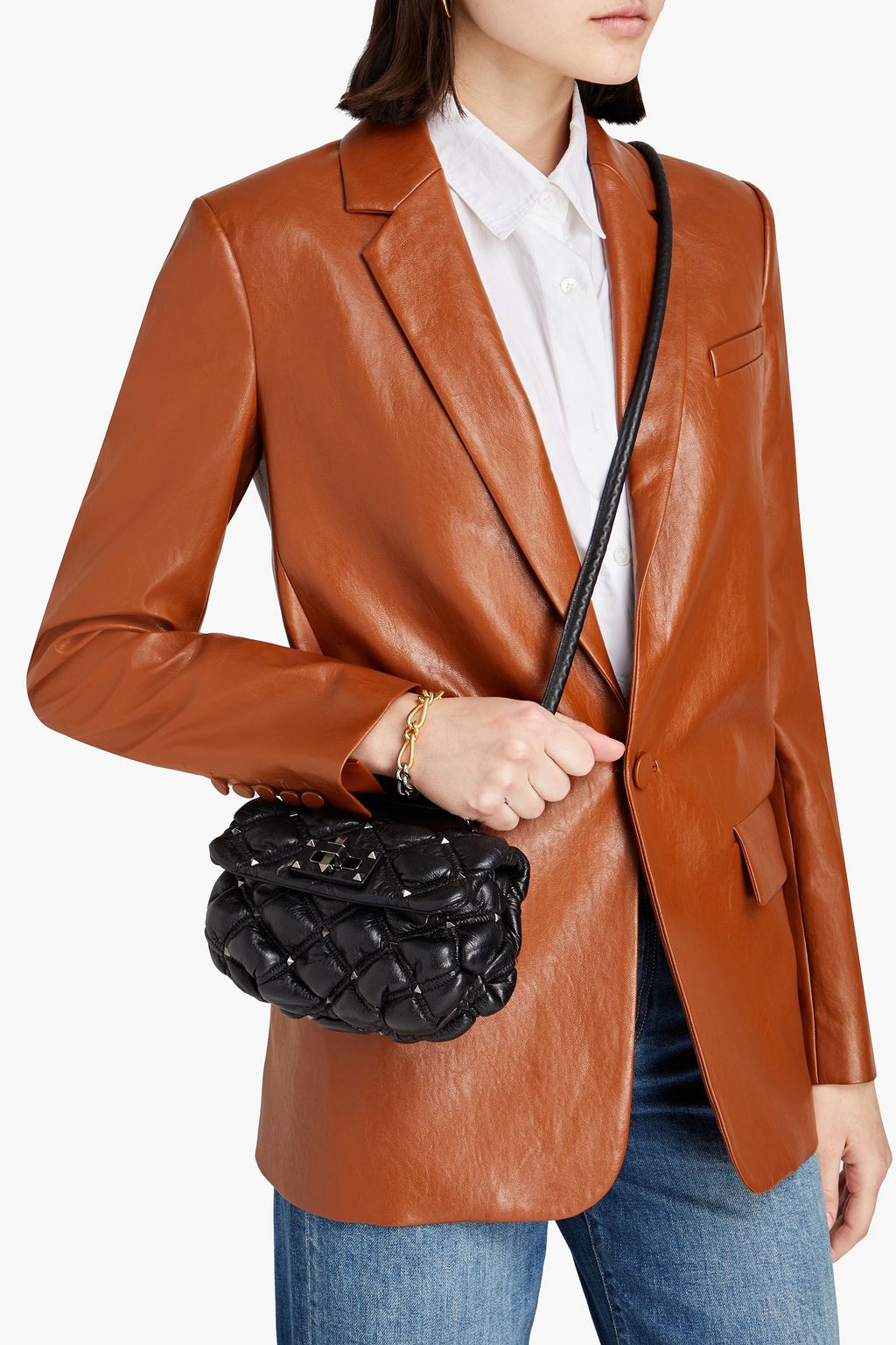 VALENTINO GARAVANI Rockstud Spike quilted leather cross-body bag