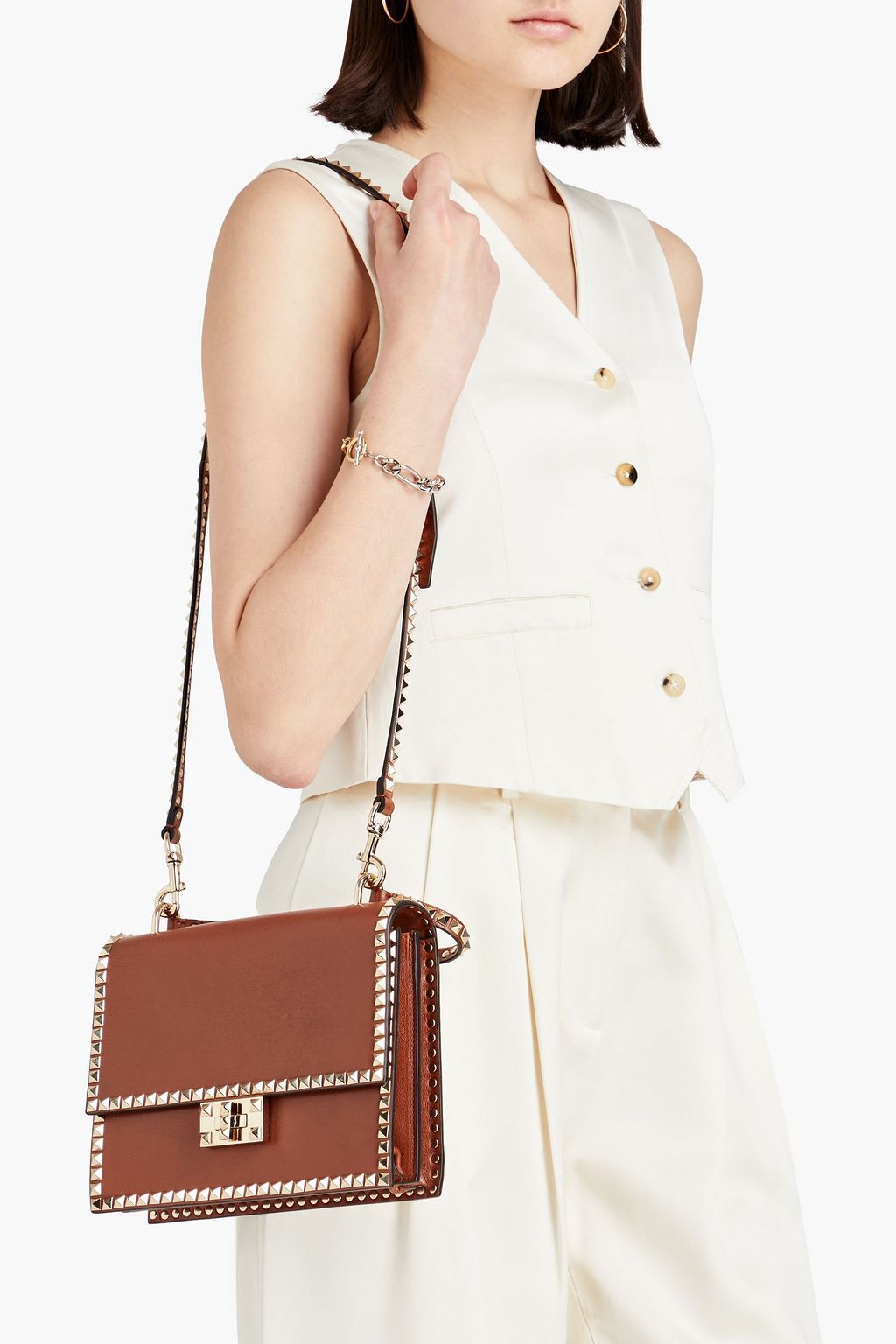 VALENTINO GARAVANI Rockstud Spike leather tote