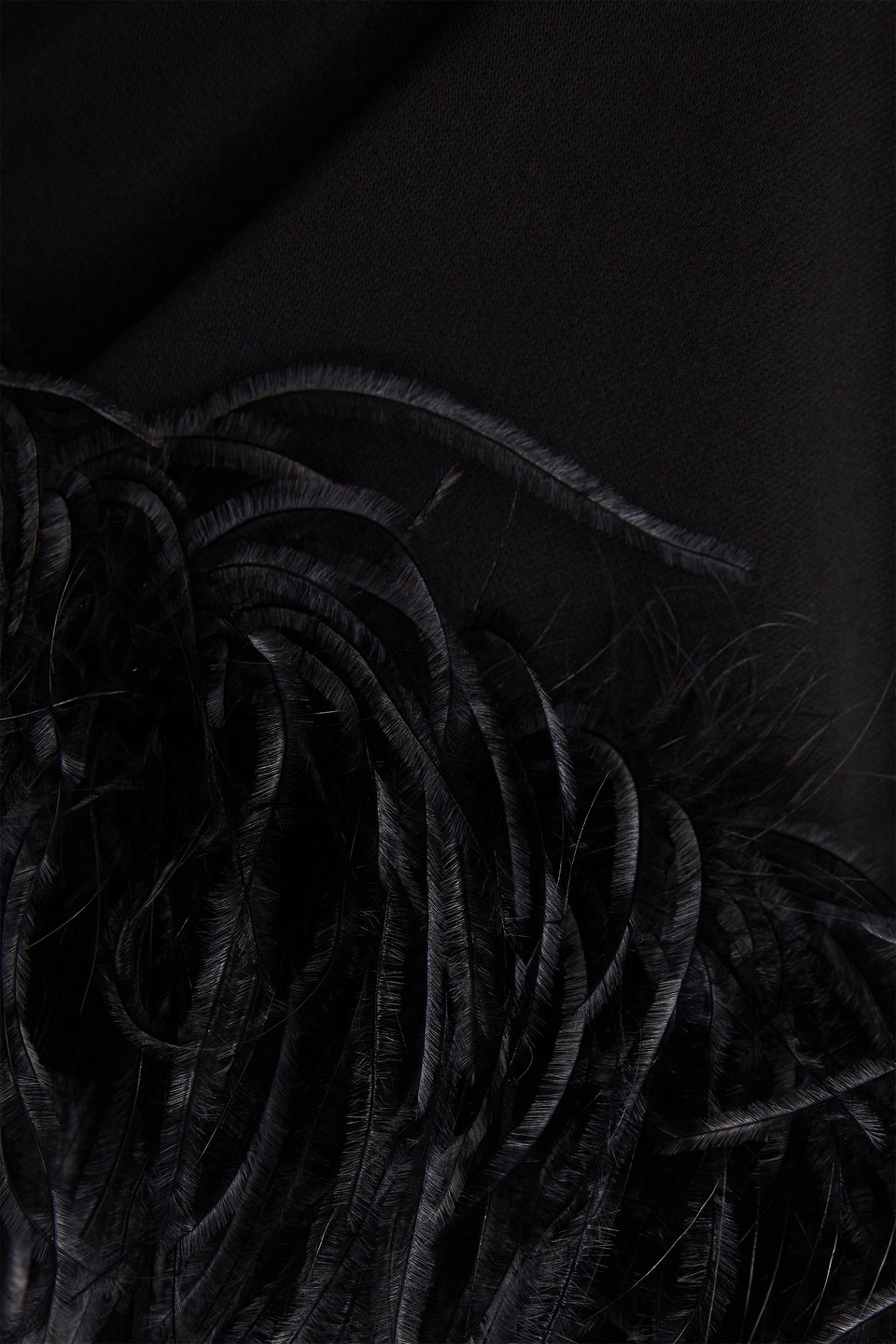 16arlington Flora Open-back Feather-trimmed Crepe Mini Dress In Black