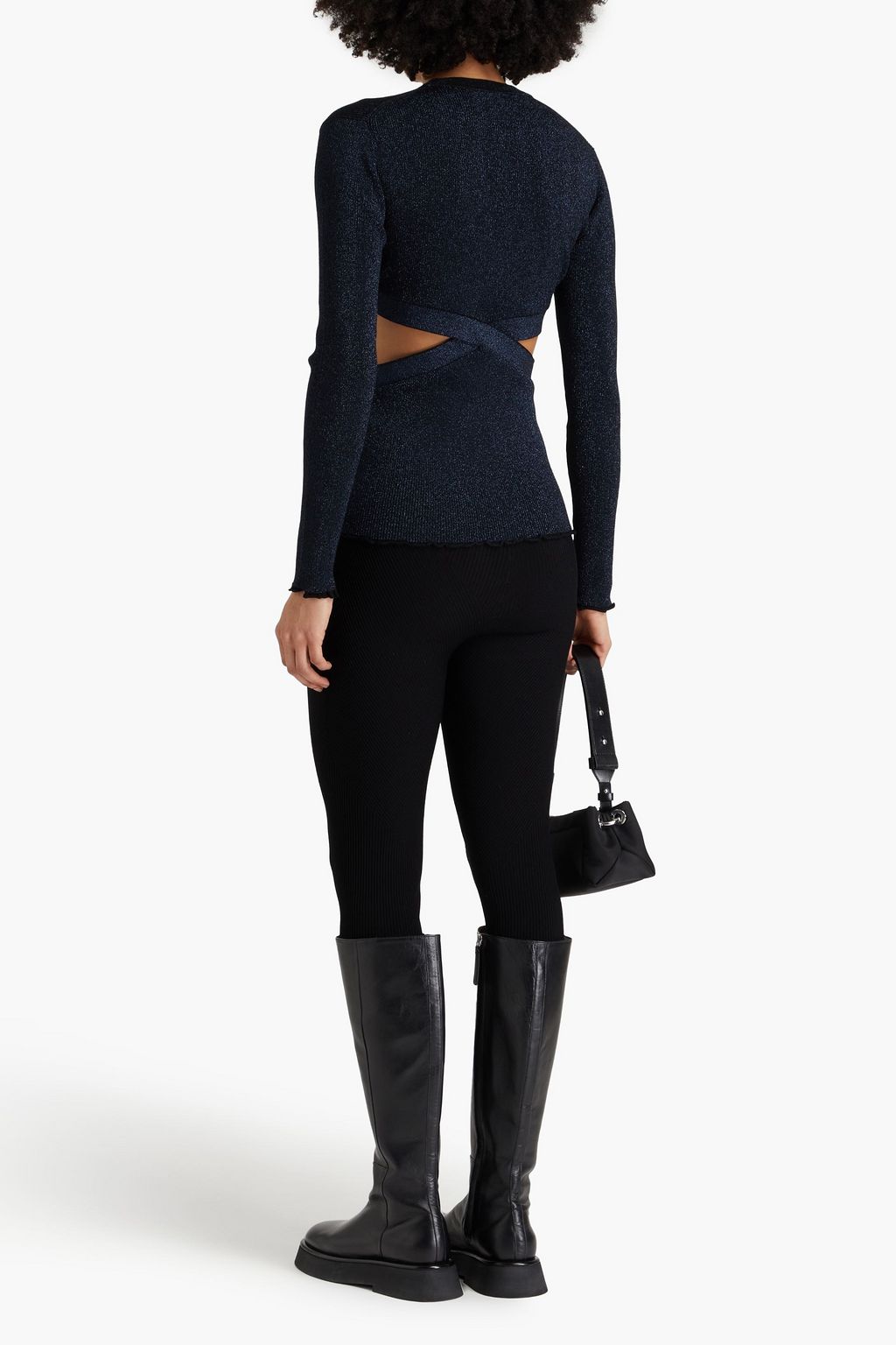3.1 PHILLIP LIM Cutout metallic ribbed-knit sweater