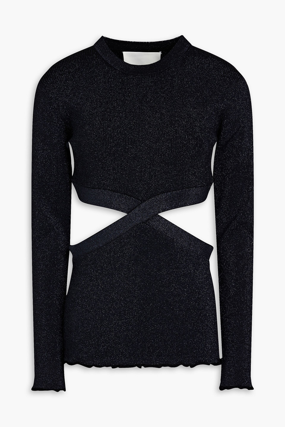 3.1 Phillip Lim Cutout Metallic Ribbed-knit Sweater In Midnight Blue
