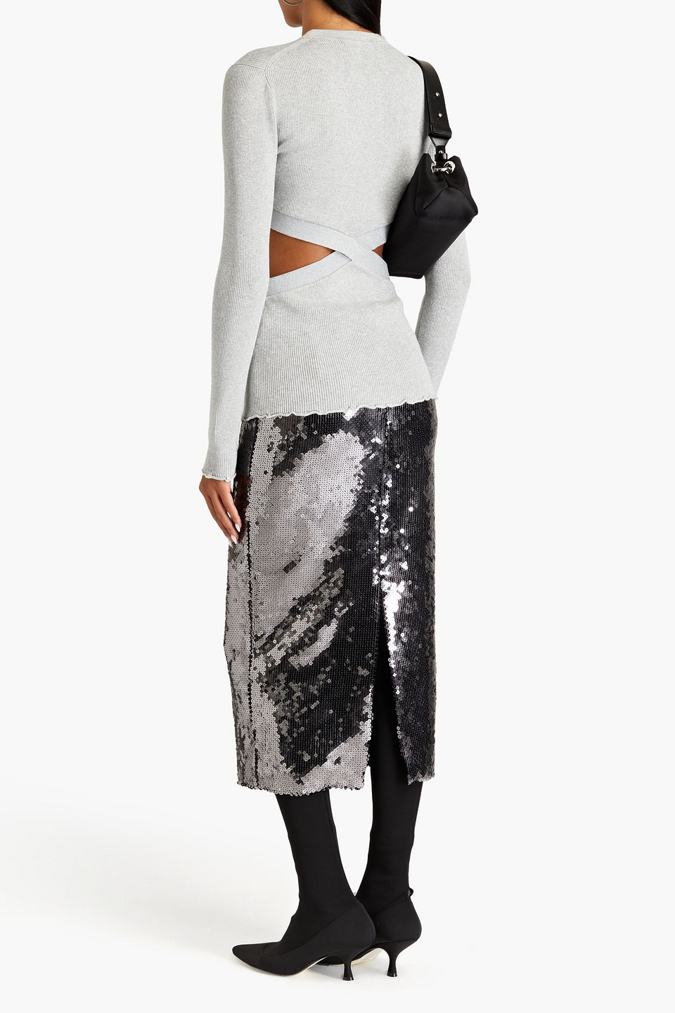  3.1 Phillip Lim - Pullover Aus Metallic-rippstrick Mit Cut-outs - Grau - S 