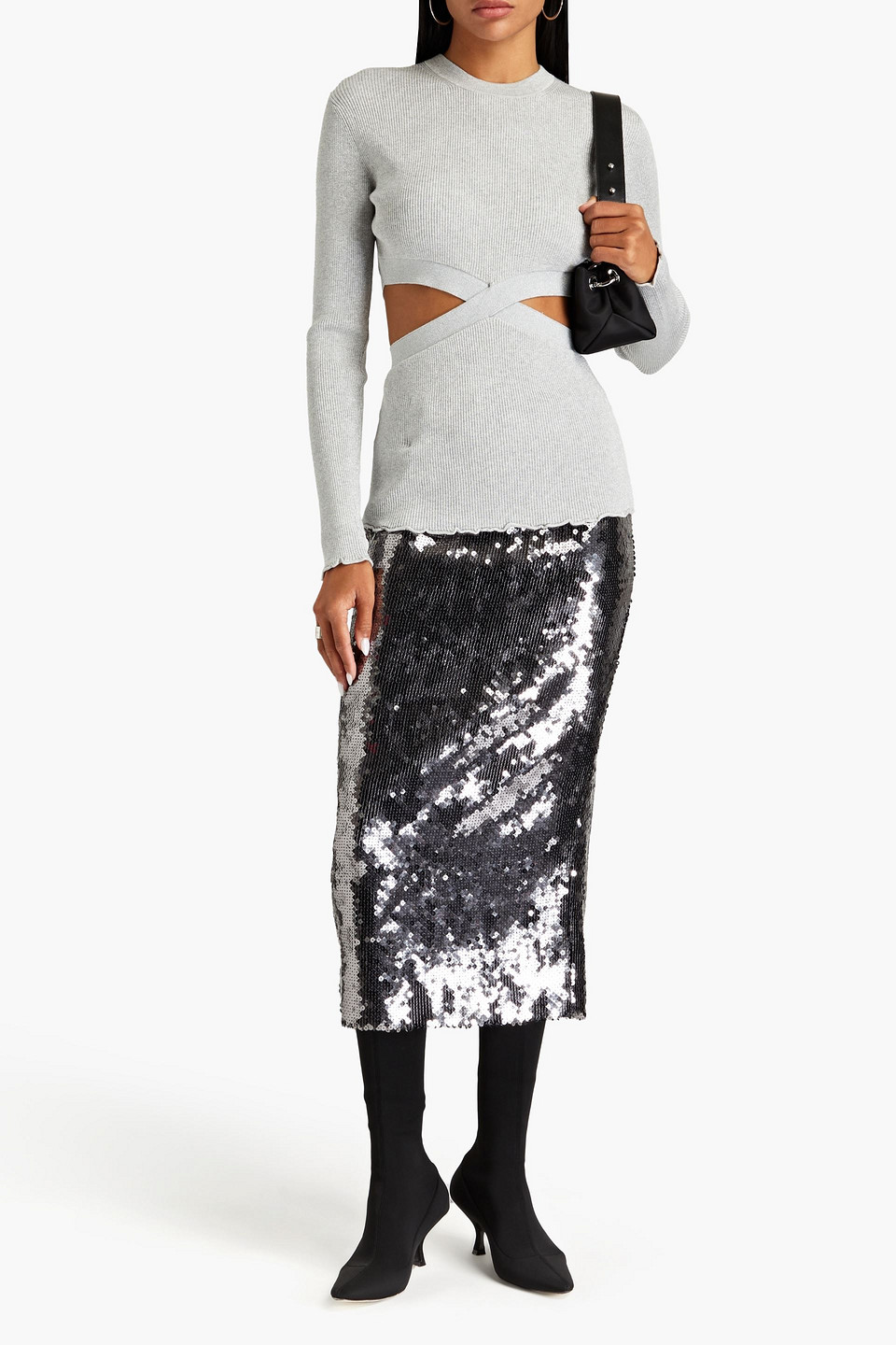  3.1 Phillip Lim - Pullover Aus Metallic-rippstrick Mit Cut-outs - Grau - S 