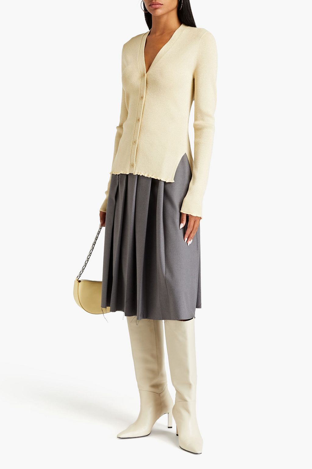 3.1 PHILLIP LIM Metallic ribbed-knit cardigan