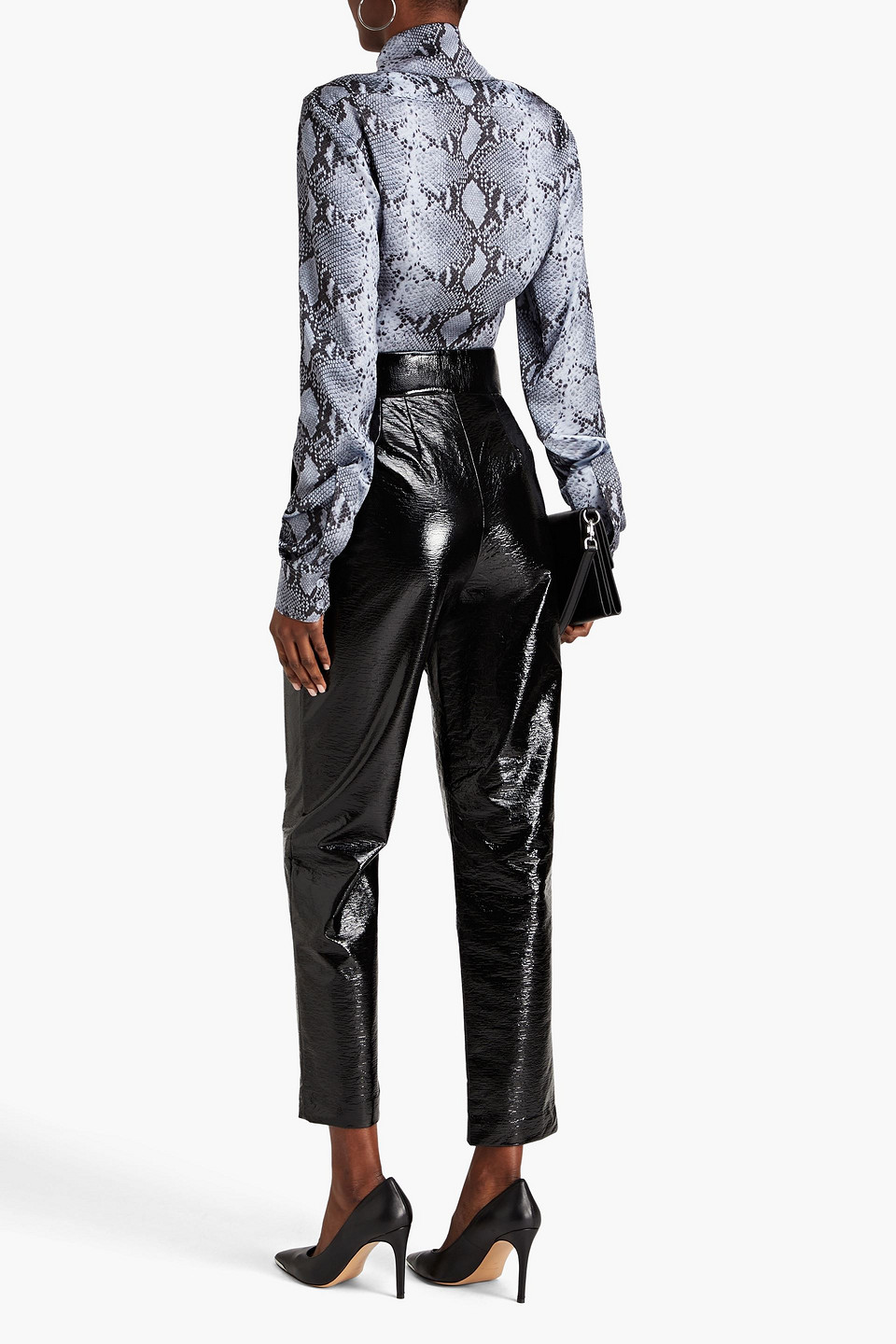 16arlington Pointed-collar Snakeskin-print Shirt In Bleu